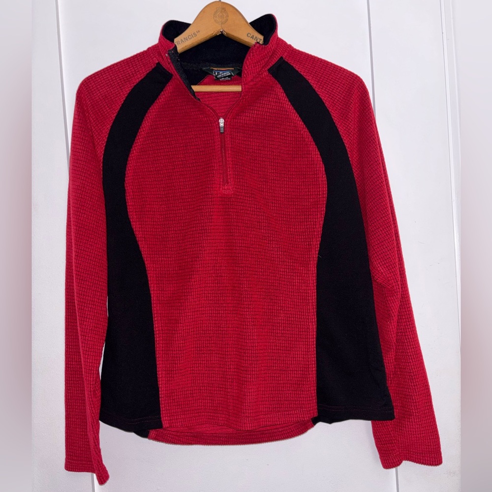 L.L. Bean Red and Black Fleece Pullover